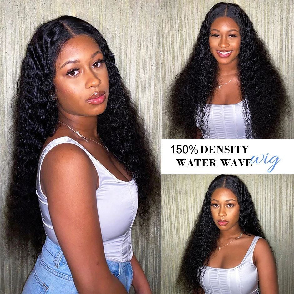 U Part Wave For Black Women Undetectable 150 Density Water Wave Human Wig Brazilian Virgin Hair