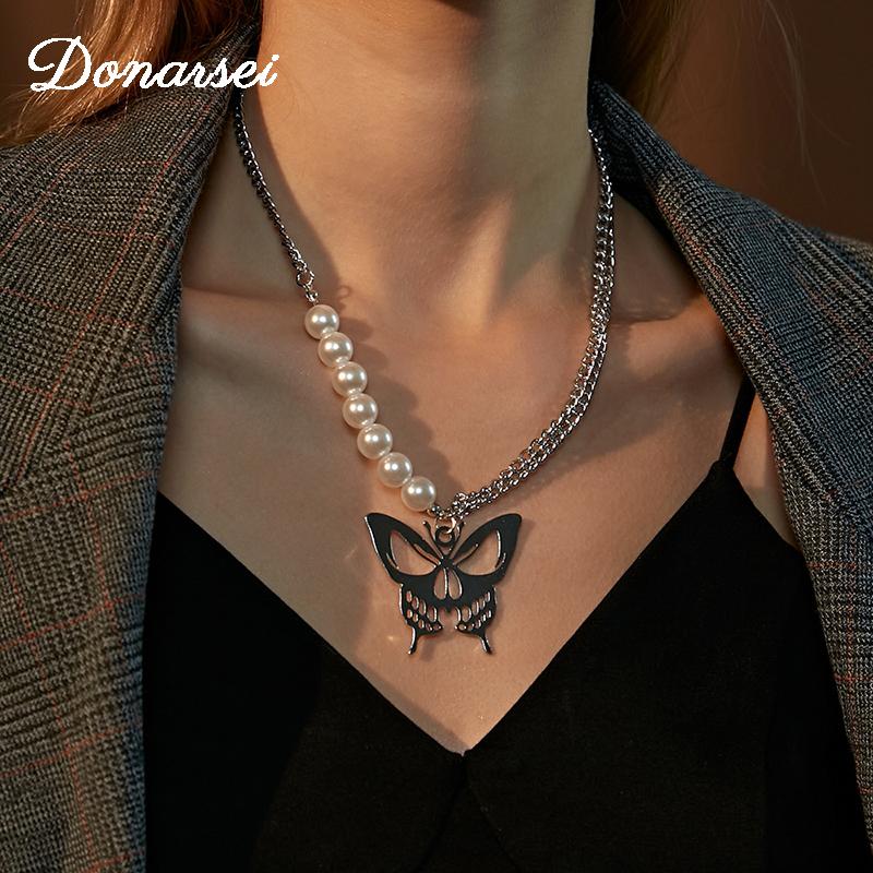 Donarsei Fashion Double layers Hollow Butterfly Chokers Necklace For Women Hip Hop Imitation Pearl Animal Clavicle Chain Party
Donarsei Fashion Double layers Hollow Butterfly Chokers Necklace For Women Hip Hop Imitation Pearl Animal Clavicle Chain Party