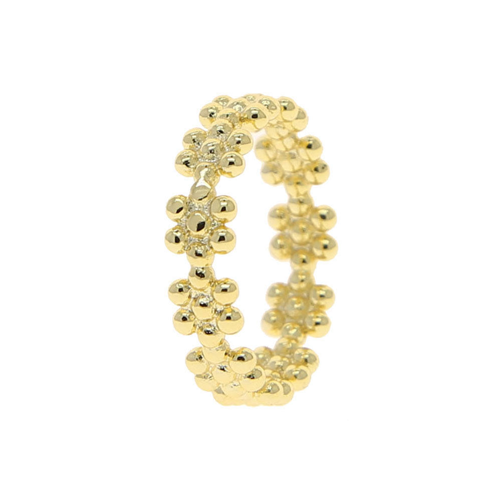 2021 Top quality dainty ball beaded shape daisy flower stacking band ring for women fashion gold color wedding jewelry wholesale Drop ship