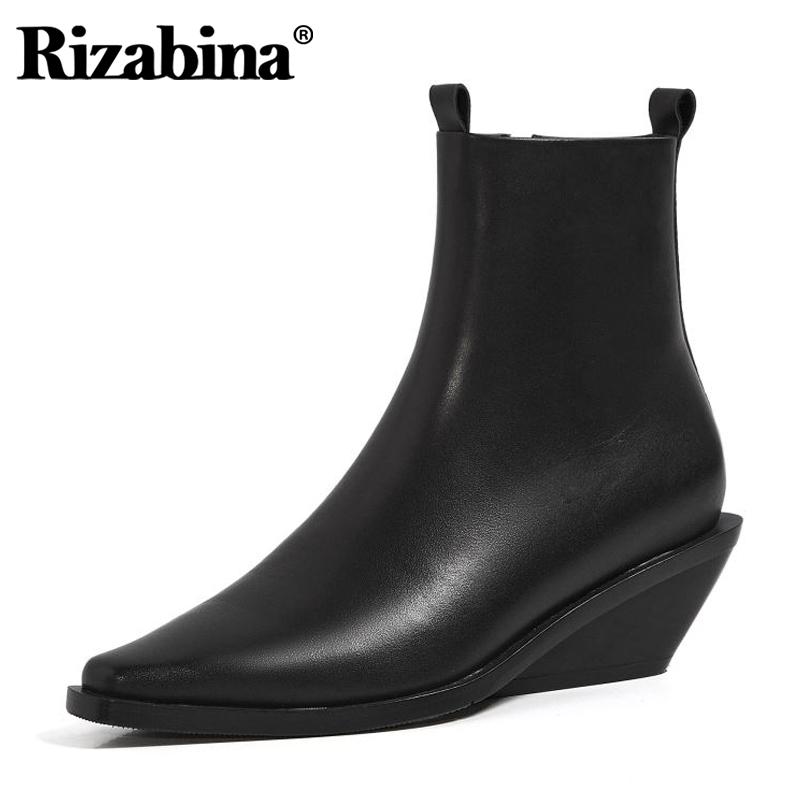 Rizabina 2021 Women Ankle Boots Real Leather Wedges Women Winter Shoes Fashion Party Ladies Short Boots Footwear Size 34-40, Black
Rizabina 2021 Women Ankle Boots Real Leather Wedges Women Winter Shoes Fashion Party Ladies Short Boots Footwear Size 34-40, Black