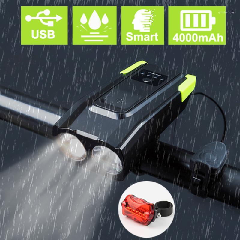 4000mAh Induction Bicycle Front Light Set USB Rechargeable Smart Headlight With Horn 800 Lumen LED Bike Lamp Cycle1
4000mAh Induction Bicycle Front Light Set USB Rechargeable Smart Headlight With Horn 800 Lumen LED Bike Lamp Cycle1