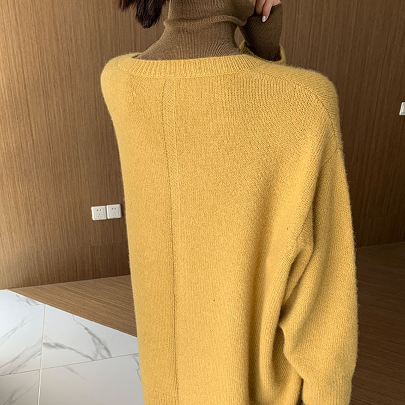 Smpevrg cashmere sweater women sweaters and pullovers long sleeve V-neck loose female pullover women knitted jumpers pull femme T200113