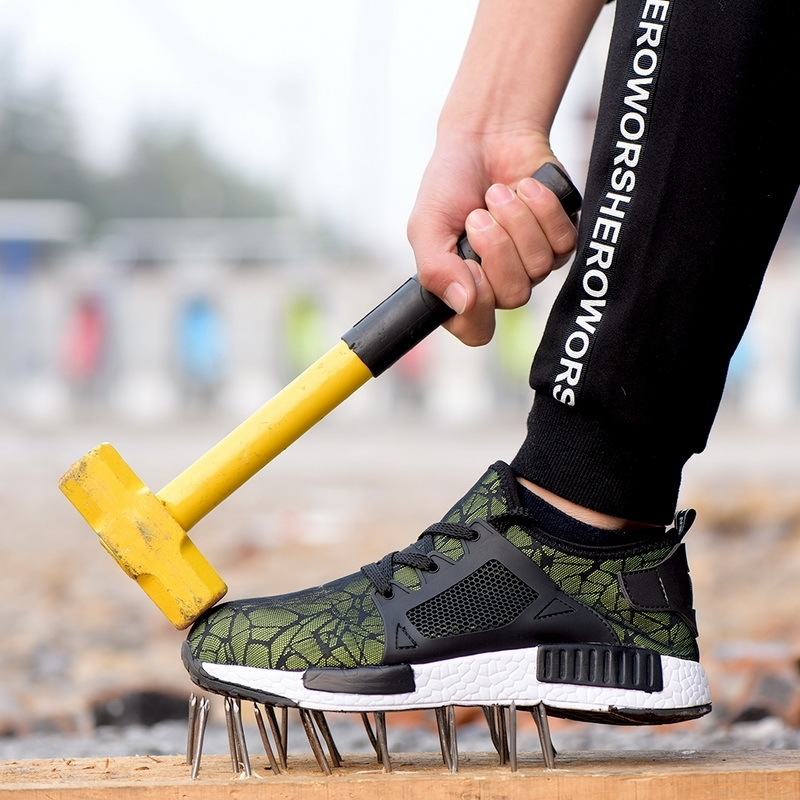 vertvie Steel Toe Work Safety Shoes Men Puncture Proof Lightweight Sport Non-Slip Casual Shoes Breathable Protection Footwear Y200801