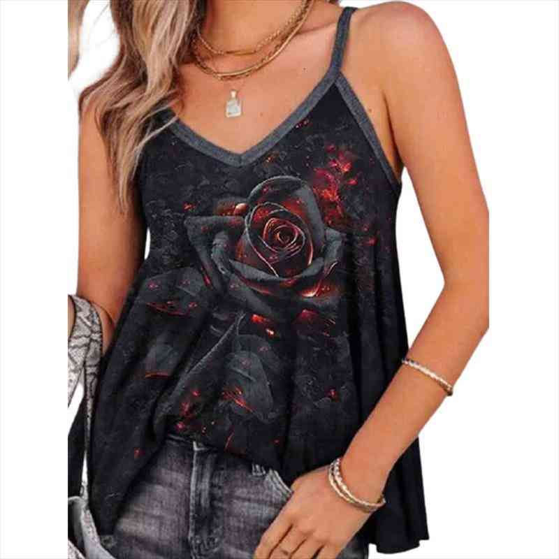rose printed sleeveless shirt camis women summer casual v neck sling fashion vest t shirt plus size halter, White
rose printed sleeveless shirt camis women summer casual v neck sling fashion vest t shirt plus size halter, White