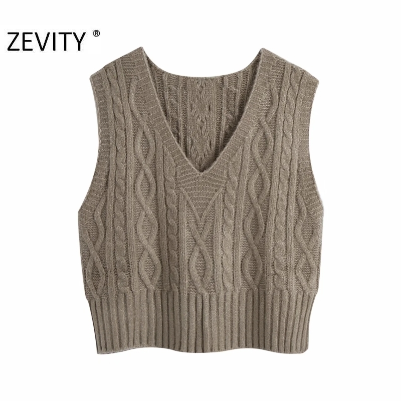 Zevity New Women Fashion V Neck Solid Twist Knitting Sweater Female Sleeveless Casual Slim Vest Chic Leisure Pullovers Tops S454 201111, As pic s454bb
Zevity New Women Fashion V Neck Solid Twist Knitting Sweater Female Sleeveless Casual Slim Vest Chic Leisure Pullovers Tops S454 201111, As pic s454bb
