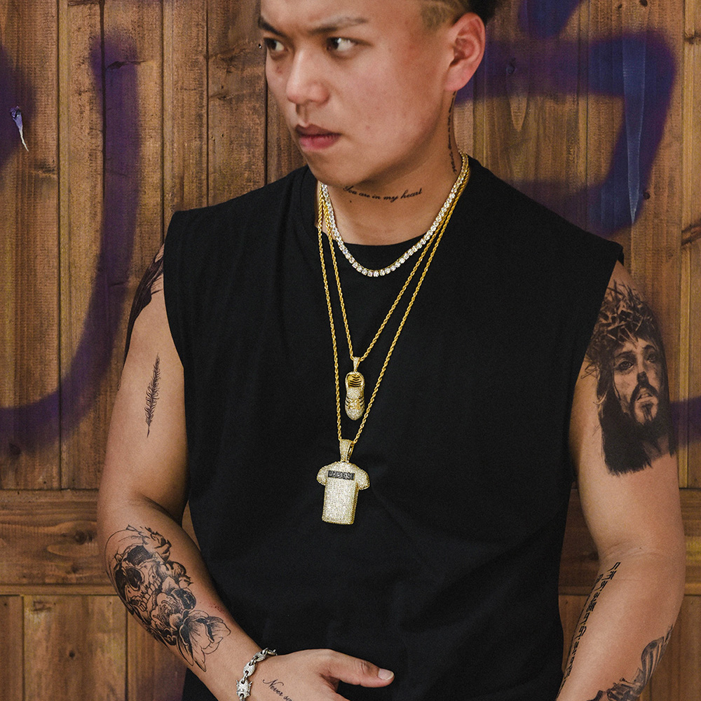 Hip Hop Full Zircon Shining Pendant Necklace Gold Plated Bling Mens Necklace Rap Jewelry Gold/Silver