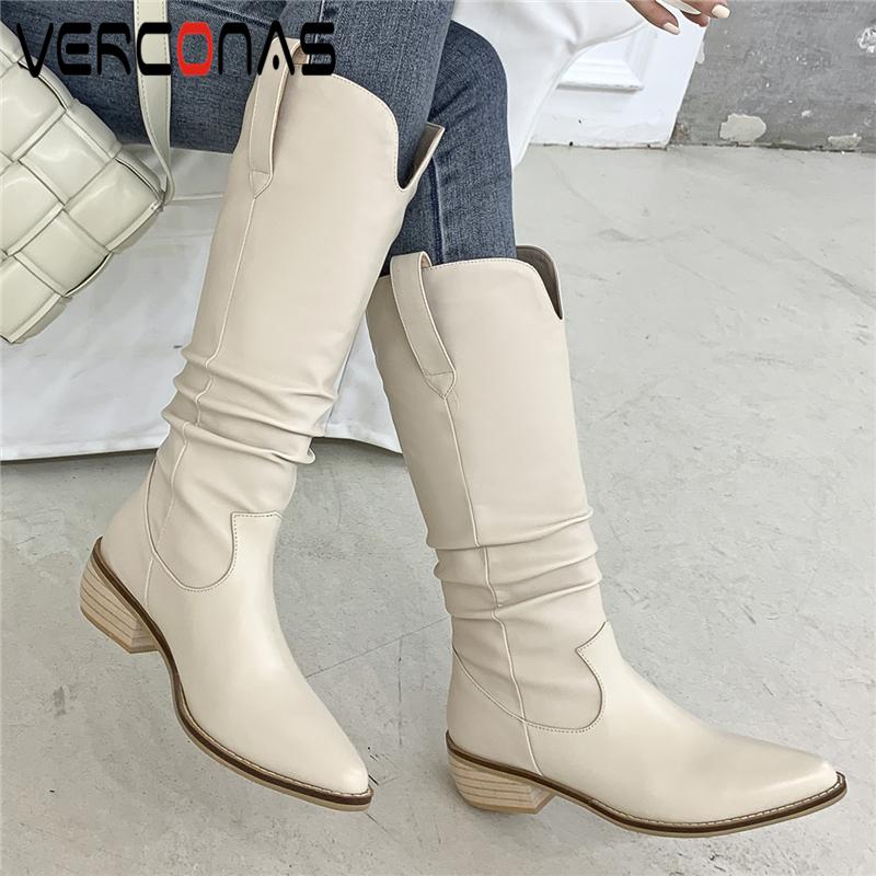 VERCONAS Fashion Pleated Knee-High Boots For Women Thick Heels Shoes Woman Autumn Winter Pointed Toe Genuine Leather Long Boots, Mibaid
VERCONAS Fashion Pleated Knee-High Boots For Women Thick Heels Shoes Woman Autumn Winter Pointed Toe Genuine Leather Long Boots, Mibaid