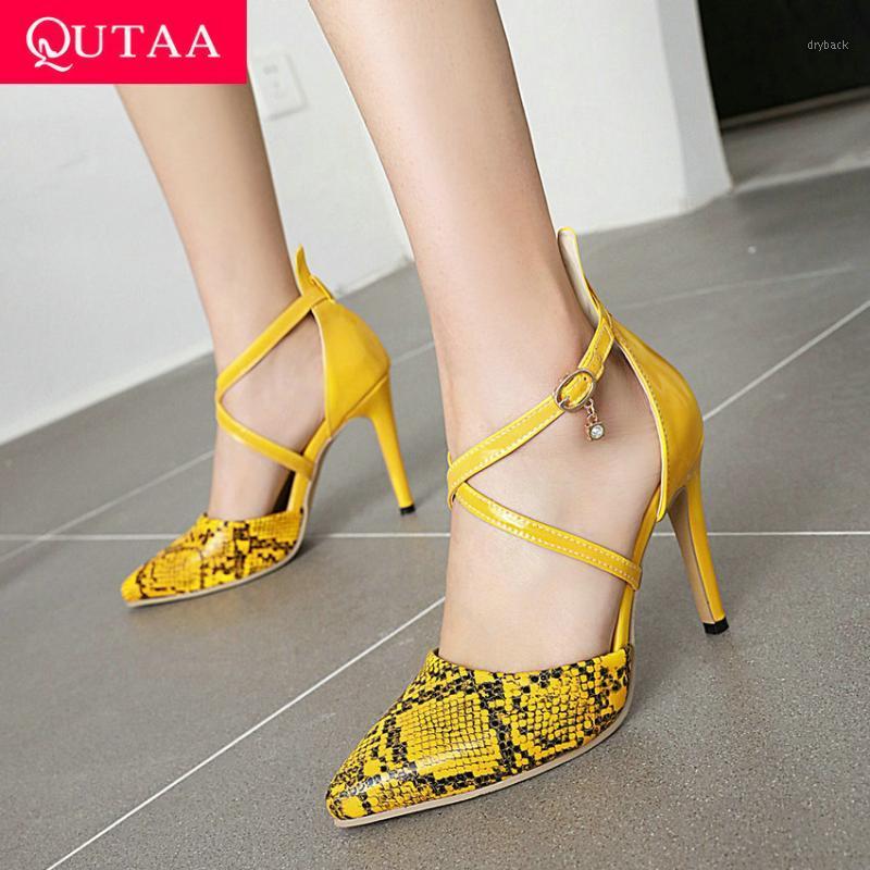 QUTAA 2021 Snakeskin PU Leather Ladies Sandals Cross Strap Buckle Women Shoes Summer Pointed Toe Thin High Heels Size 34-431, Black
QUTAA 2021 Snakeskin PU Leather Ladies Sandals Cross Strap Buckle Women Shoes Summer Pointed Toe Thin High Heels Size 34-431, Black
