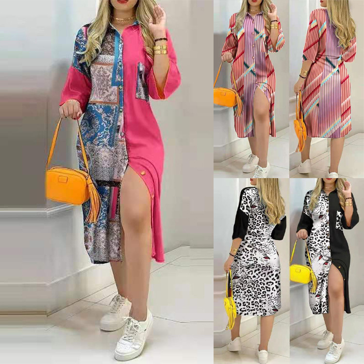 designer Women's Long Dress Single-Breasted Printed Shirt Dress 2022 Autumn New, Black;gray
designer Women's Long Dress Single-Breasted Printed Shirt Dress 2022 Autumn New, Black;gray