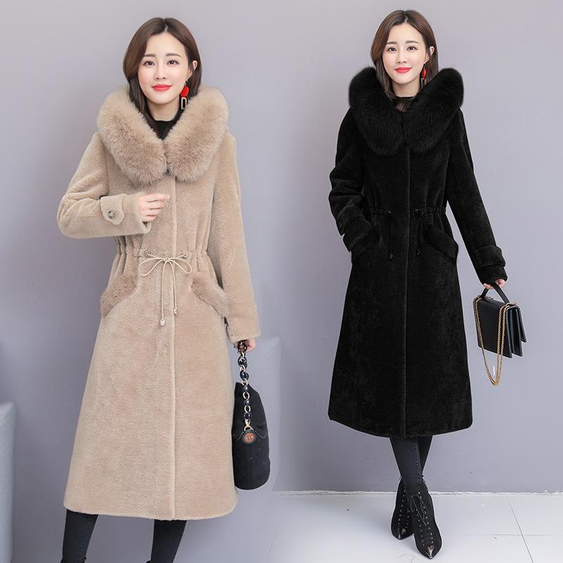 Quality Sheep Sheared Winter Fur Coat Women Lace-up Long Coat loose Plus Size Jacket Hooded Faux Fur Collar Overcoat 2020, Black
Quality Sheep Sheared Winter Fur Coat Women Lace-up Long Coat loose Plus Size Jacket Hooded Faux Fur Collar Overcoat 2020, Black