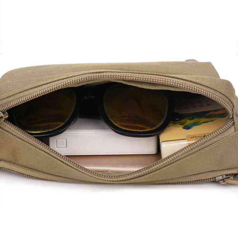 High Quality Men Fanny Pack Chest Shoulder Bag with 3 Pockets Nylon Minitary Waist Bag Zipper Belt Bag Black/Khaki 220112