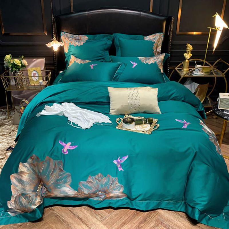 Papa&Mima Dark Green Flowers Birds Egyptian Cotton Bedding Set Embroidery Queen King Size Duvet Cover Fitted Sheet Pillow Shams, 20205018
Papa&Mima Dark Green Flowers Birds Egyptian Cotton Bedding Set Embroidery Queen King Size Duvet Cover Fitted Sheet Pillow Shams, 20205018