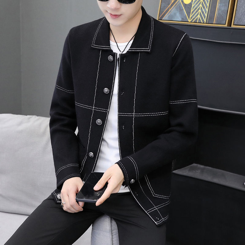 Men's Jacket 2021 Spring New Lapel Knitted Shirt Fine Work Made Unique Cardigan Coat Young Vitality KLM8, Black
Men's Jacket 2021 Spring New Lapel Knitted Shirt Fine Work Made Unique Cardigan Coat Young Vitality KLM8, Black