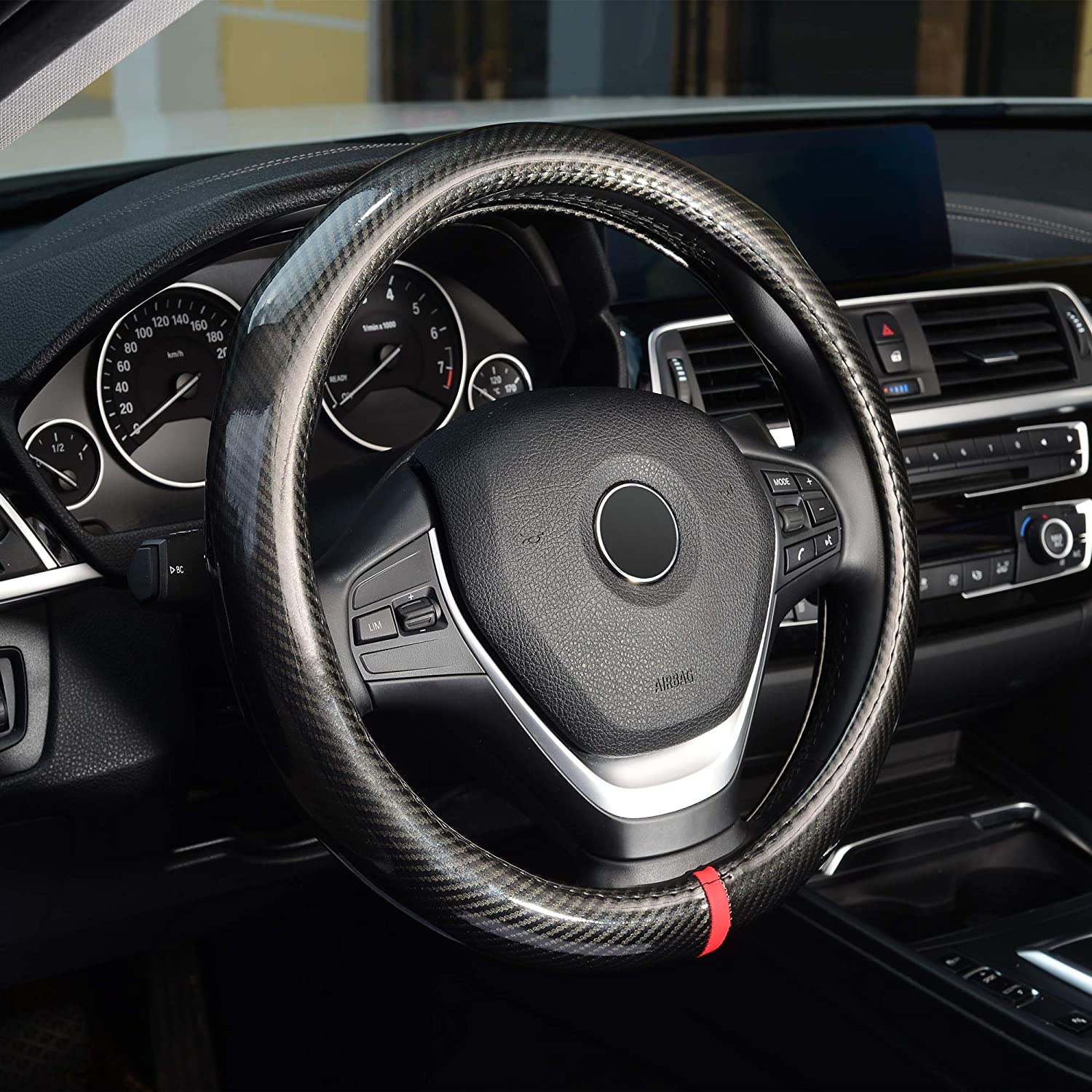 Universal 15 inch Carbon Fibre Auto Car Steering Wheel Cover, Sports Appearance Design, Black Color
Universal 15 inch Carbon Fibre Auto Car Steering Wheel Cover, Sports Appearance Design, Black Color