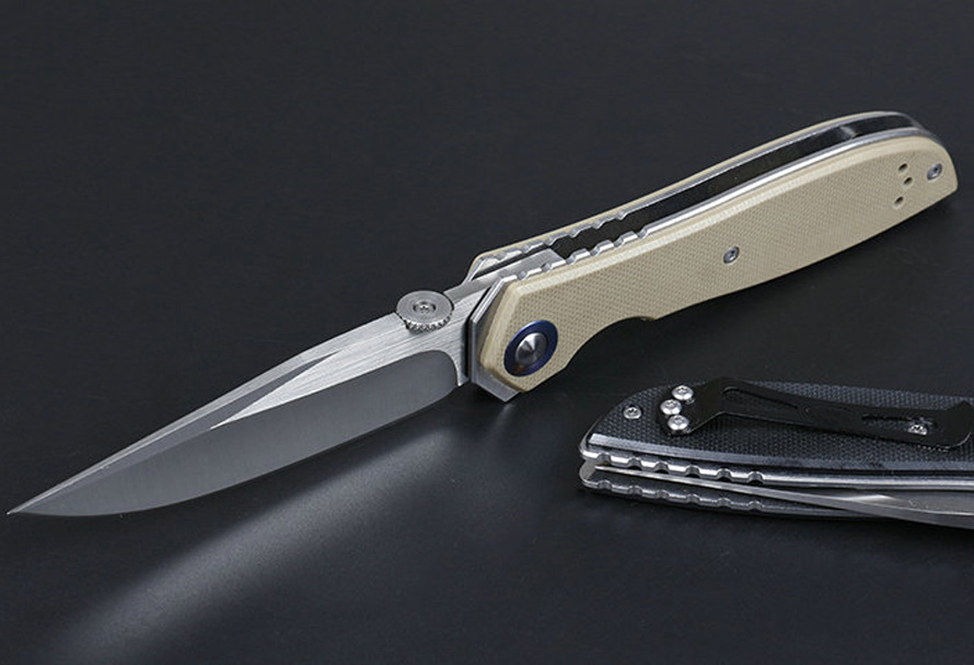 High Quality 0640 Ball Bearing Folding Knife 9Cr13Mov Satin Blade G10 + Steel Sheet Handle EDC Knives With Retail Box