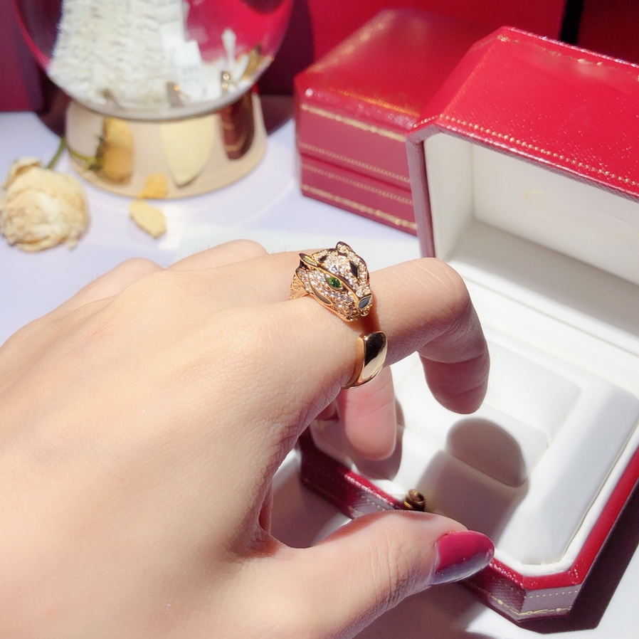 panthere series ring sterling silver 18 K gilded luxury brand official reproductions classic style Top quality rings brands design exquisite gift birt