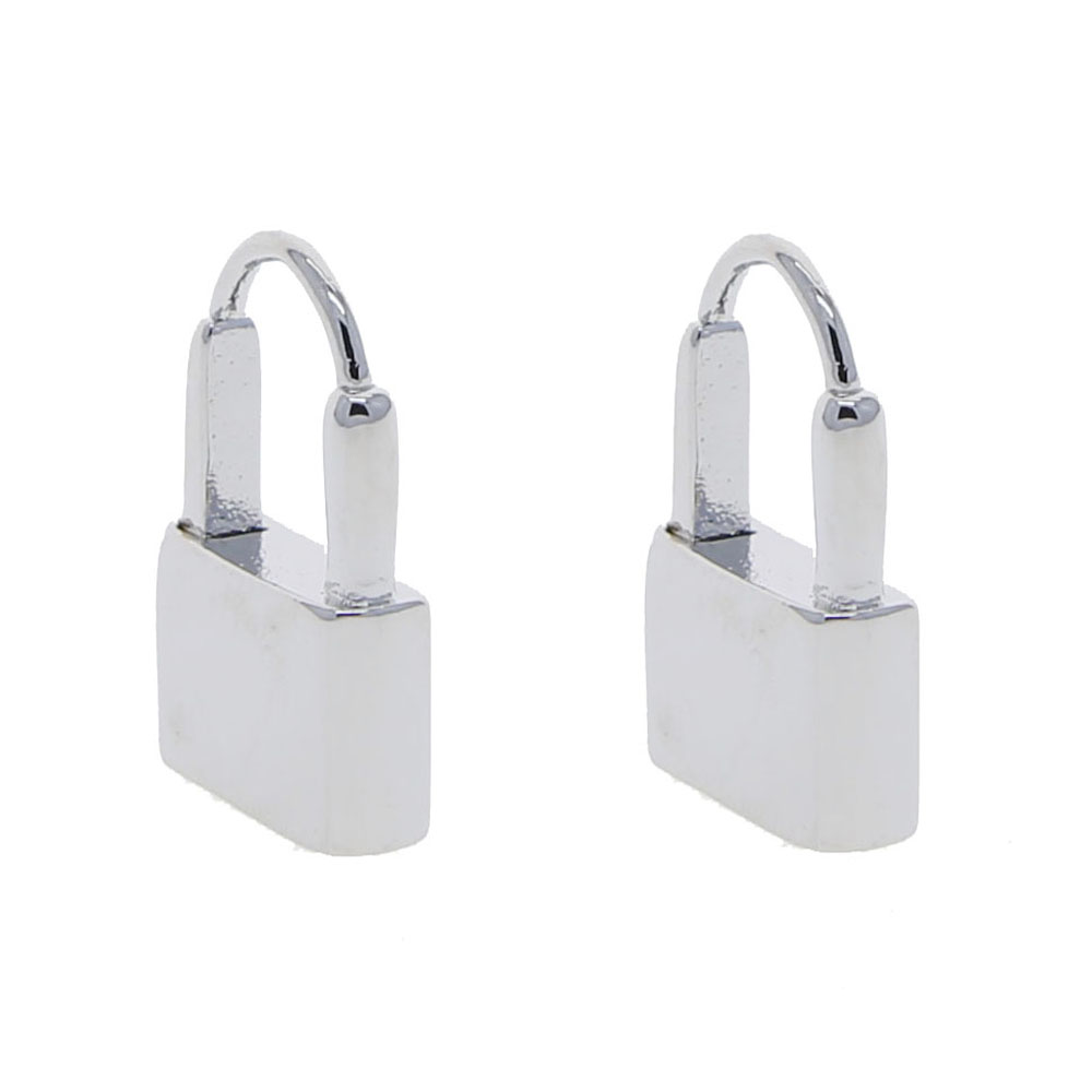 minimal classic simple design european Lady jewelry lock shaped stud with gold color hoops women delicate earring jewelry