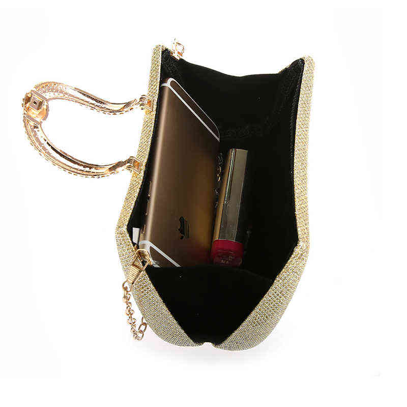 NXY Evening Bags Luxy Moon women crystal U Diamond clasp clutch bags glitter silver evening gold party purse woman handbag 220210