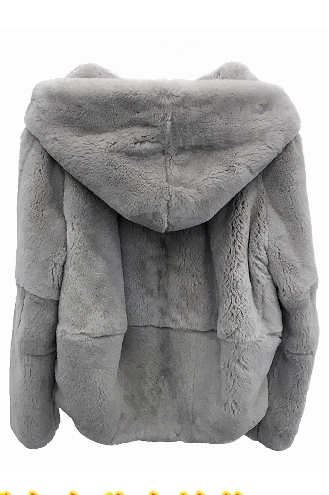 whole skin natural real Rex fur coat clothing women's winter hooded short jacket long-sleeved outerwear coat large size T200319