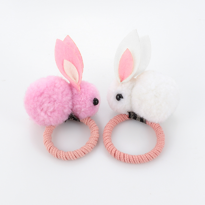 Cute animal ball rabbit ring female rubber band elastic bands Korean headwear children hair Accessories ornaments