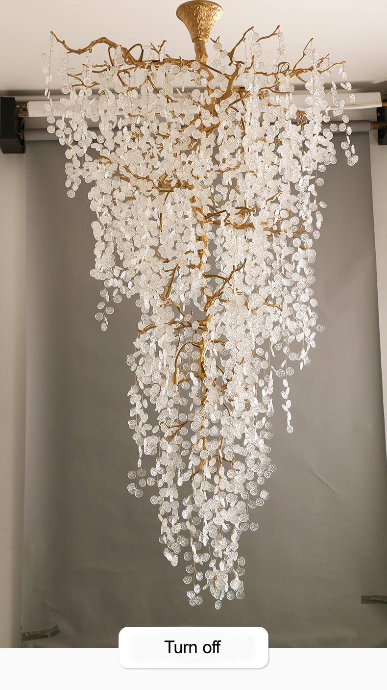 100% Copper Chandelier LED Modern Tree Branches Chandeliers Lights Fixture Hotel Hall Parlor Living Room Villa Stairway Home Indoor Lighting