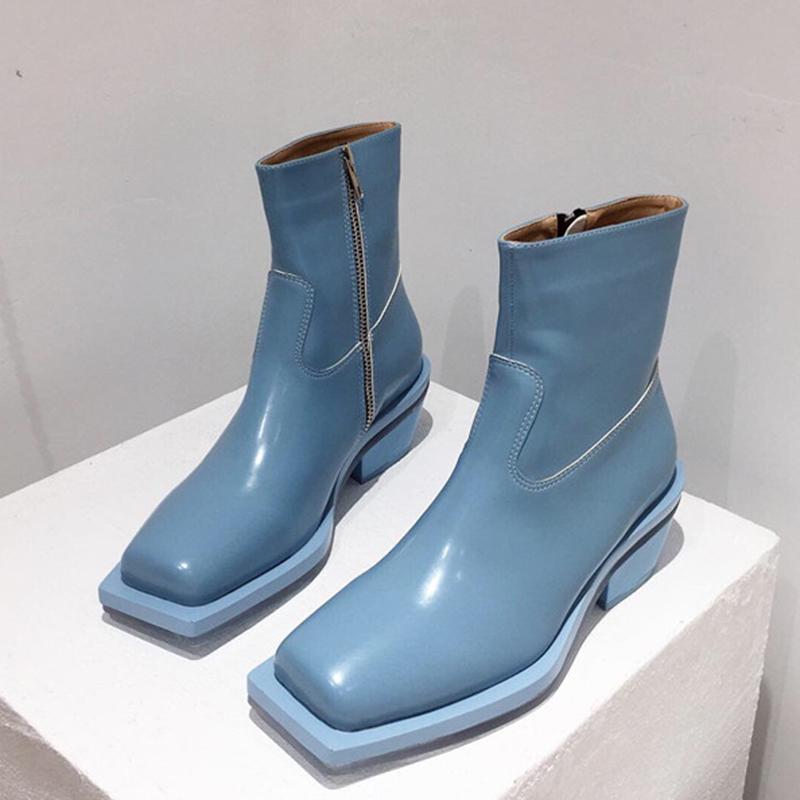 Winter Luxury Women Blue Low Heels Leatehr Combat Short Boots Square Toe Chunky High Ankle Shoes
Winter Luxury Women Blue Low Heels Leatehr Combat Short Boots Square Toe Chunky High Ankle Shoes