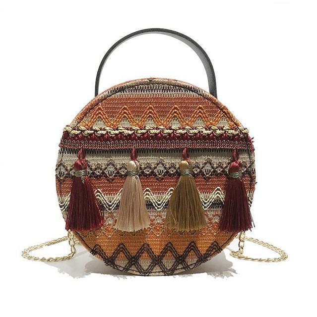 2020 Ethnic Embroide Design Bag Round metal portable shoulder bag Tassel handbag fashion chain Crossbody Mini Messenger, Blue
2020 Ethnic Embroide Design Bag Round metal portable shoulder bag Tassel handbag fashion chain Crossbody Mini Messenger, Blue