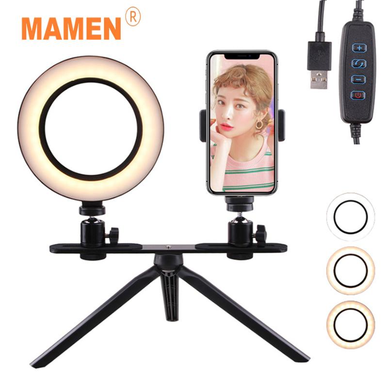 MAMEN Selfie Ring Lamp 6/8/10inch Ring Light Selfie With Tripod Phone Video Photography Lighting For Youtube Phone Holder
MAMEN Selfie Ring Lamp 6/8/10inch Ring Light Selfie With Tripod Phone Video Photography Lighting For Youtube Phone Holder