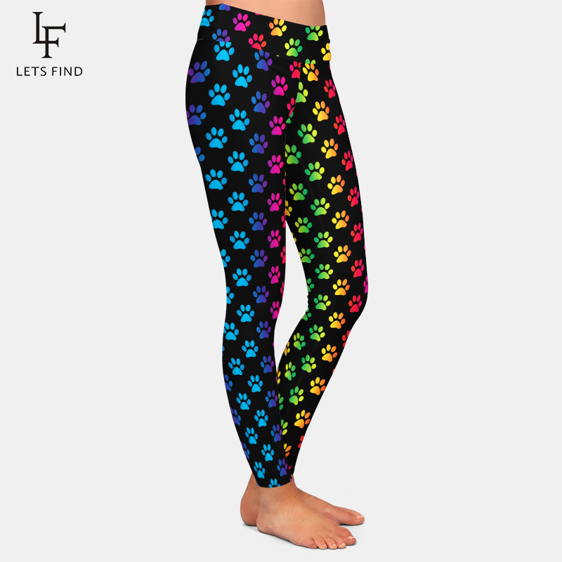 LETSFIND New Arrival Cute Cartoon Dog Paw Print Women Leggings Fashion High Waist Plus Size Soft Comfortable Fitness Leggings 201203