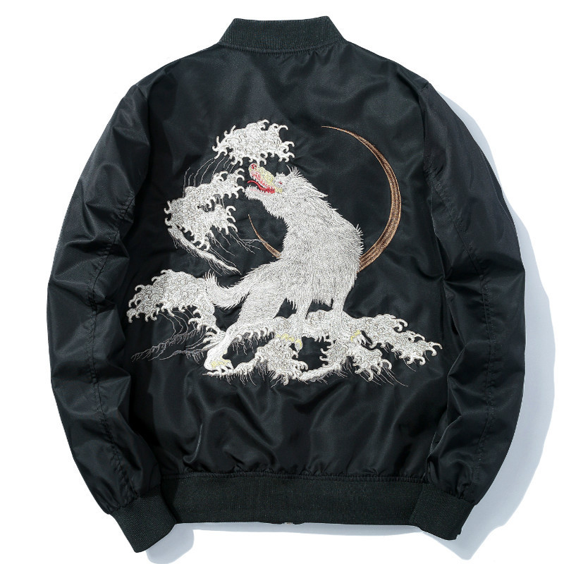 2021 New Winter of Men Embroidered Large Wolf Casual Harajuku Black Baseball Jacket Japanese Youth Male Streetwear 35j3 35J3, Black thin.
2021 New Winter of Men Embroidered Large Wolf Casual Harajuku Black Baseball Jacket Japanese Youth Male Streetwear 35j3 35J3, Black thin.