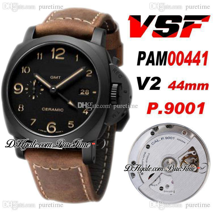 VSF V2 44mm GMT VS441 P.9001 P9001 Automatic Mens Watch Ceramic Case Black Dial VS00441 Super Edition 3 Days Brown Asso Strap PTPM Puretime
VSF V2 44mm GMT VS441 P.9001 P9001 Automatic Mens Watch Ceramic Case Black Dial VS00441 Super Edition 3 Days Brown Asso Strap PTPM Puretime
