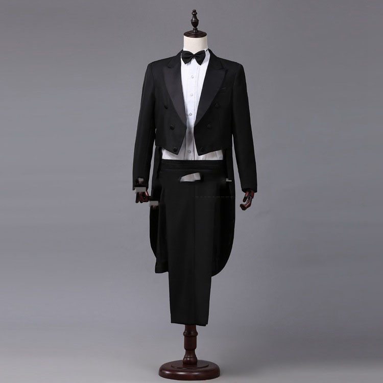 Men White Black Red Jacquard Lapel Tail Coat Stage Singer Costume Homme Wedding Groom Prom Tuxedo Suits Men Suit JacketPants 201128