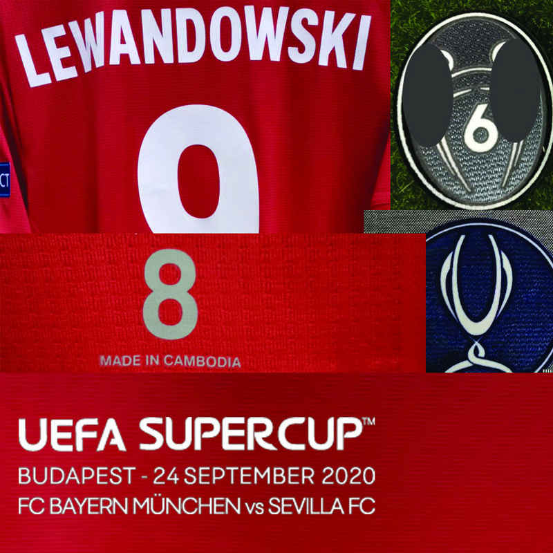 2020 Super Cup Final Lewandowski Match Worn Player issue Muller Kimmich Martinez With Match Details Soccer Patch badge
2020 Super Cup Final Lewandowski Match Worn Player issue Muller Kimmich Martinez With Match Details Soccer Patch badge