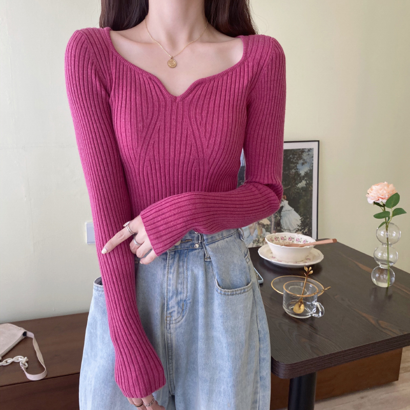 Sexy irregular Crop Sweater Solid Sweaters Knitted Sweater Women Clothes Women Pullover Sweater Long Sleeve Tops 201221