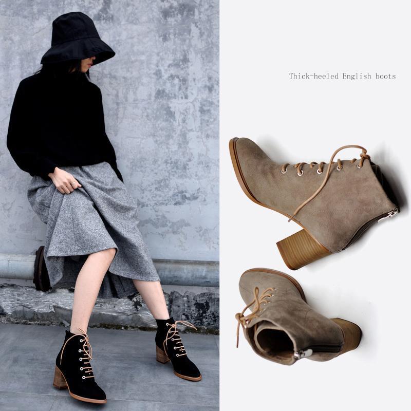 Artmu Vintage British Style High Heels Ankle Boots Leather Thick Heels Women's Boots Handmade Elegant Cross-tied Shoes 2020 New1, Khaki
Artmu Vintage British Style High Heels Ankle Boots Leather Thick Heels Women's Boots Handmade Elegant Cross-tied Shoes 2020 New1, Khaki