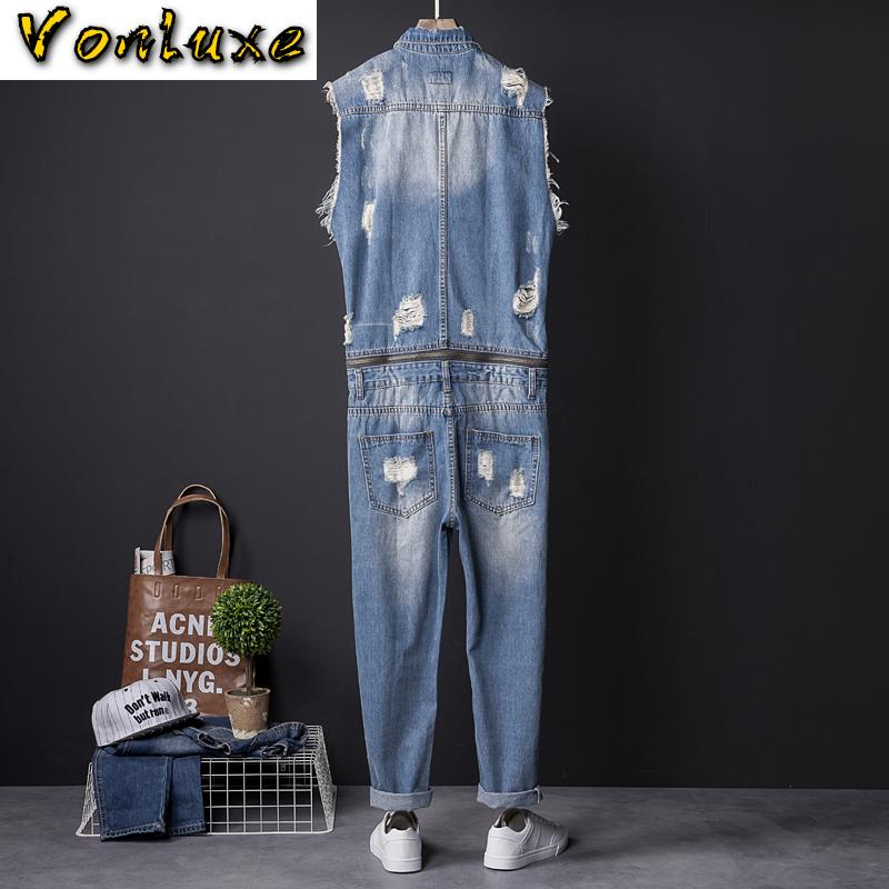 One Piece Overalls Men Sleeveless Denim Jumpsuits Rompers Casual Zipper Male Holes Ripped Jeans Pants Trousers Cowboys Plus Size, Blue
One Piece Overalls Men Sleeveless Denim Jumpsuits Rompers Casual Zipper Male Holes Ripped Jeans Pants Trousers Cowboys Plus Size, Blue