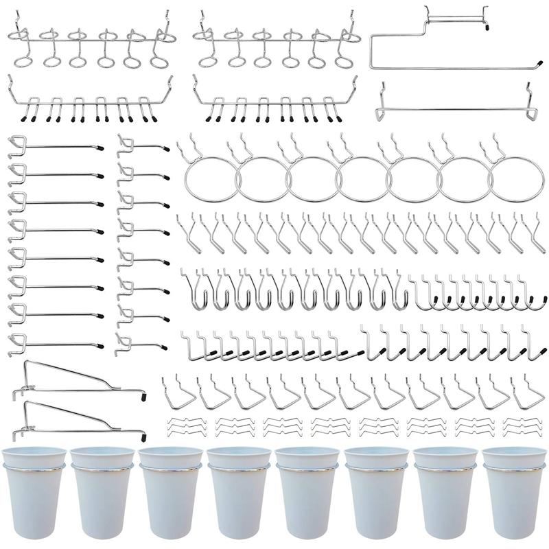 170 Piece Pegboard Hooks, 16 Different Types of Peg Board Hooks Will Not Fall Out, for Garage, Workbench, Kitchen
170 Piece Pegboard Hooks, 16 Different Types of Peg Board Hooks Will Not Fall Out, for Garage, Workbench, Kitchen