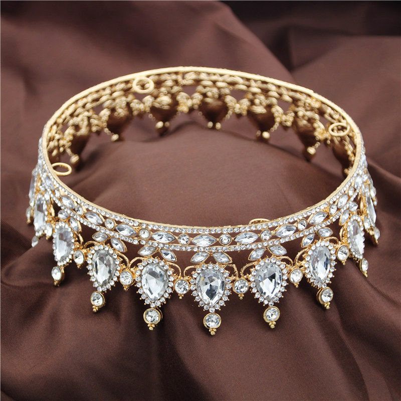 Vintage Baroque Queen King Bride Tiara Crown For Women Headdress Prom Bridal Tiaras and Crowns Wedding Hair Jewelry Accessories T200110