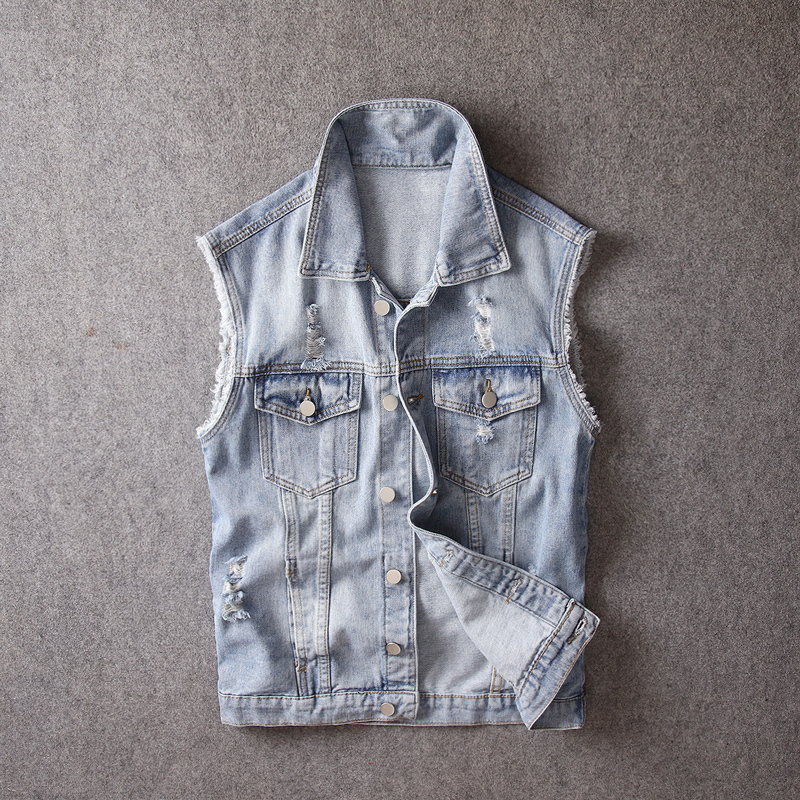 2021 New Fashion Streetwear Light Blue Hip Hop Ripped Denim Vest Men Designer Sleeveless Cotton Coats Biker Chaqueta Homme Vests Zlah, Retro light blue
2021 New Fashion Streetwear Light Blue Hip Hop Ripped Denim Vest Men Designer Sleeveless Cotton Coats Biker Chaqueta Homme Vests Zlah, Retro light blue