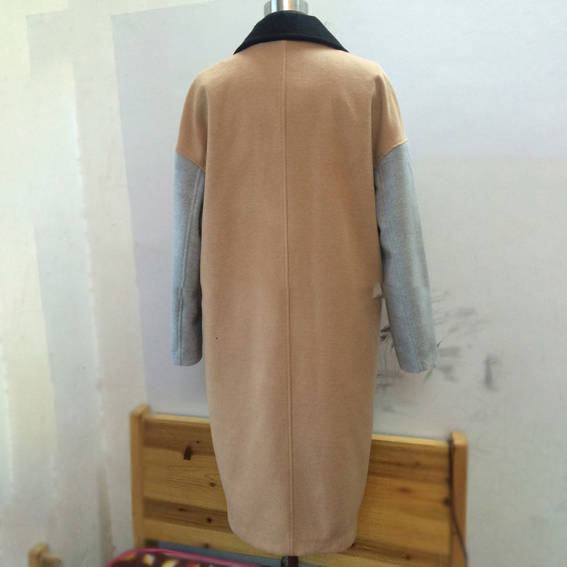 LANMREM autumn autumn Fashion New Women Plus Large Block Color Matching Lapel Doublebreasted Cashmere Coat TC818 201112
