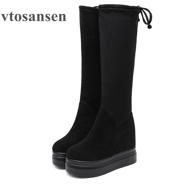 New Winter Knee High Boots For Women Fashion Stretch Wedges Height Increasing Ladies Suede Lace Up Platform Boots Black Retro
New Winter Knee High Boots For Women Fashion Stretch Wedges Height Increasing Ladies Suede Lace Up Platform Boots Black Retro