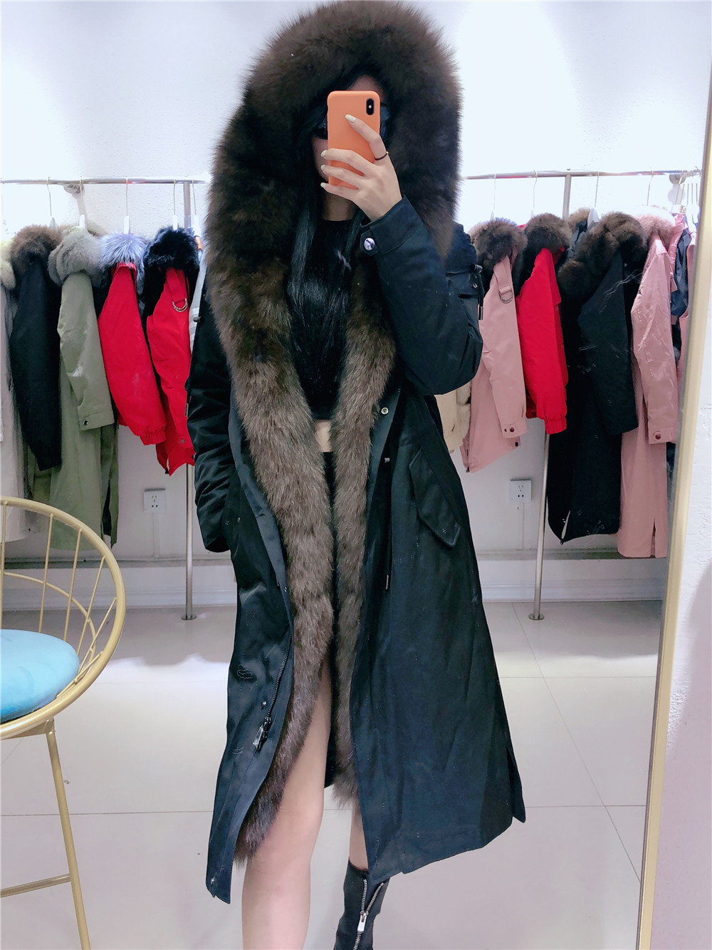 Park With Natural Fur Parka Women Real Fur XLong Female Real Fur Hood parka Female Winter Jacket Female 2020 NEW T200908