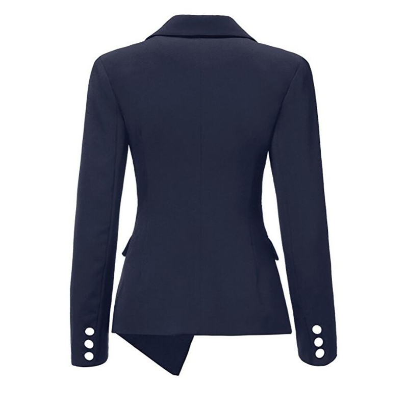 CINESSD Women Lapel Blazers Coat Solid Long Sleeve Single Breasted Office Lady Pocket Cotton Asymmetry Casual Suit Jacket Blazer 201114