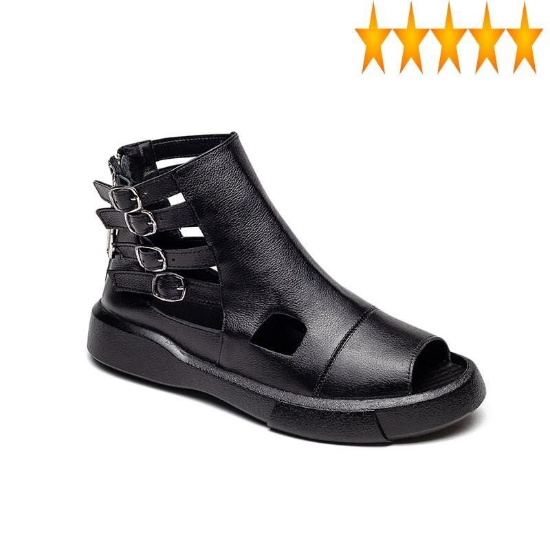 Leather Summer Footwear Women Genuine Sandal Flat Platform Peep Toe Hollow Out Zipper Gladiator Sandals Casual High Top Shoes, Black
Leather Summer Footwear Women Genuine Sandal Flat Platform Peep Toe Hollow Out Zipper Gladiator Sandals Casual High Top Shoes, Black