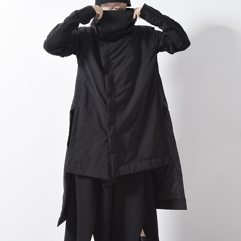 [EAM] Irregular Big Size Cotton-padded Coat Long Sleeve Loose Fit Women Parkas Fashion Tide New Autumn Winter YA77101 201019