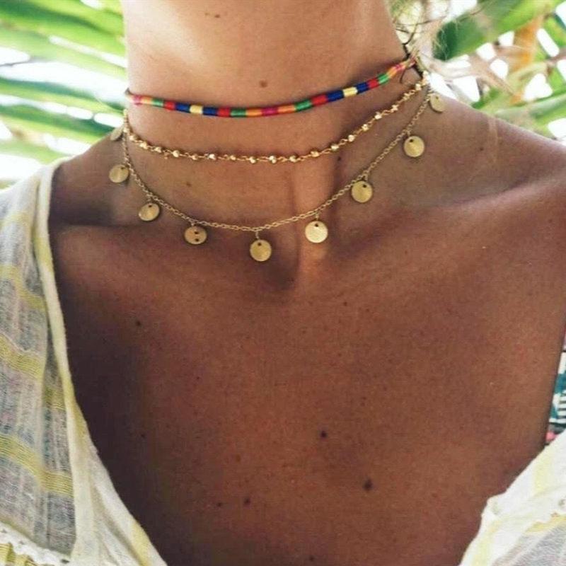 Bohemian Women Fashion Colorful Choker Necklace for Women Sequins Round Beads Gold Color Necklace Jewelry Accessories
Bohemian Women Fashion Colorful Choker Necklace for Women Sequins Round Beads Gold Color Necklace Jewelry Accessories