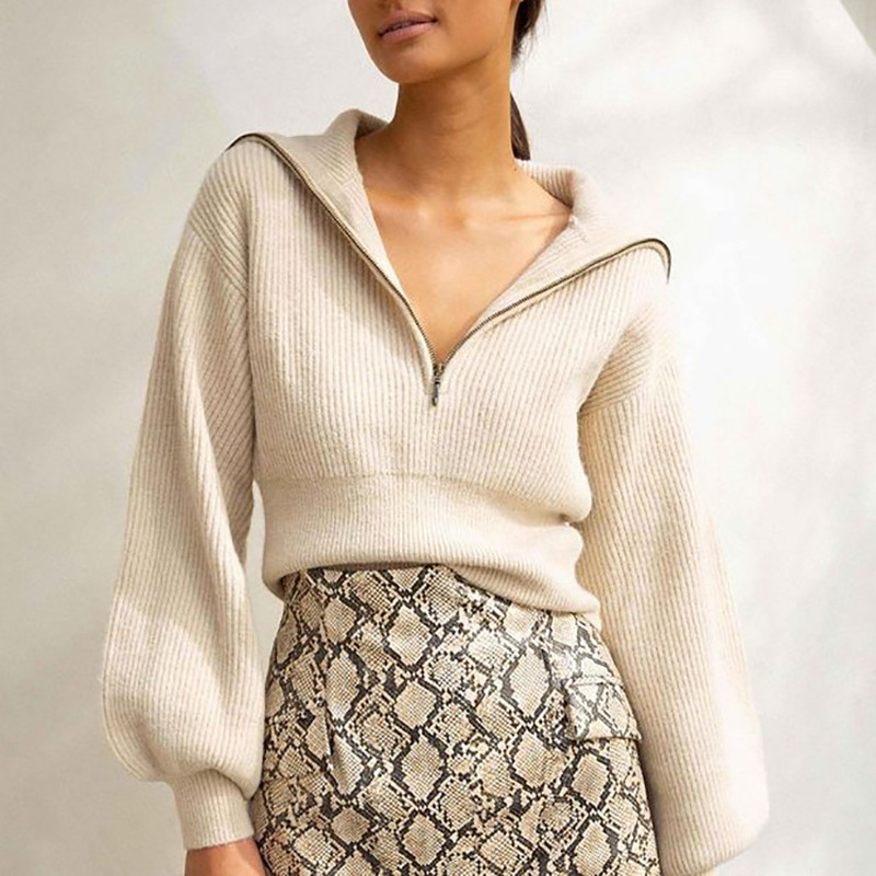 Women's Sweater Pullover Jumper Zipper Knitted Solid Color Stylish Basic Casual Long Sleeve Lantern Sleeve Sweater Cardigans Shirt Coll, White;black
Women's Sweater Pullover Jumper Zipper Knitted Solid Color Stylish Basic Casual Long Sleeve Lantern Sleeve Sweater Cardigans Shirt Coll, White;black