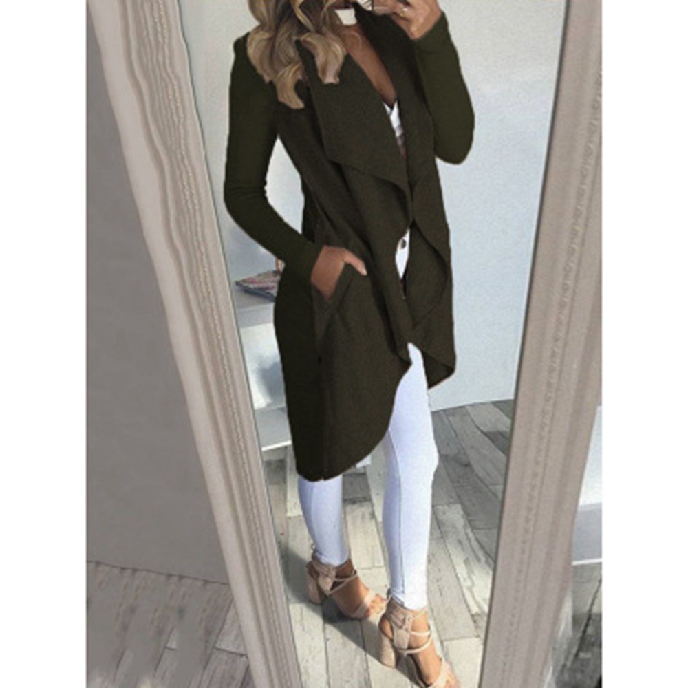 2021 plus size fashion solid color lapel slim long windbreaker jacket women