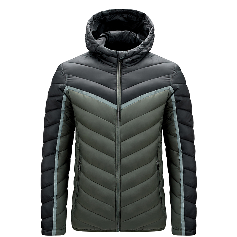 New Winter Hoodied Parkas Men's Jacket Contrast Color Casual Fashion Warm Zipper Pocket Cotton Coat Large Size Men Clothing 201102