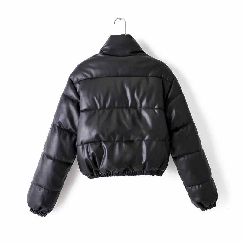 Wixra Womens Faux Leather Jackets Winter Thick Warm Coats Autumn Zippers Black Cool Thick Cotton Jackets For Female 201226